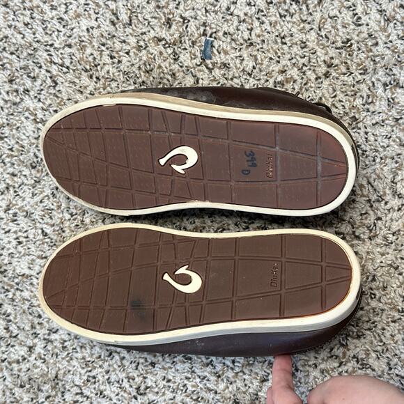 OLUKAI Kahu Pahaha Leather Sneakers Men's Size 10 Brown Lace Up - Picture 7 of 9